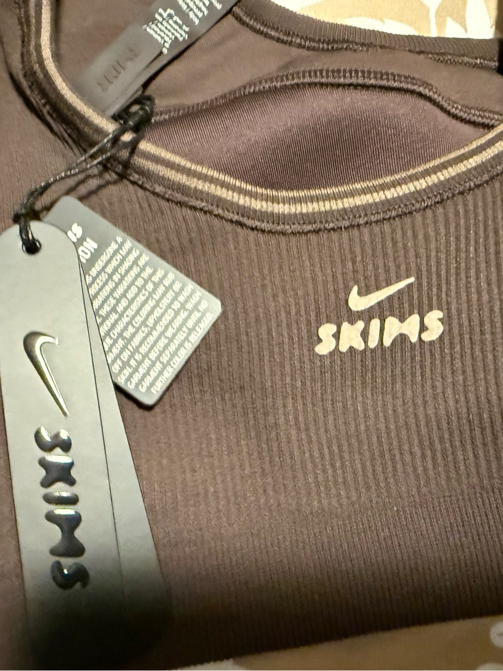 Nike Brown sports bra with Tan Trim